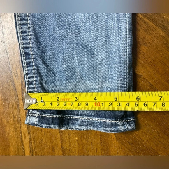 Miss Me Signature Straight Stretch Cuffed Jean Low Rise Size 25 Bling Pockets - Picture 4 of 10